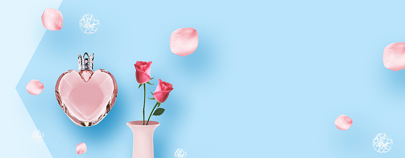 香水简约蓝色海报背景banner