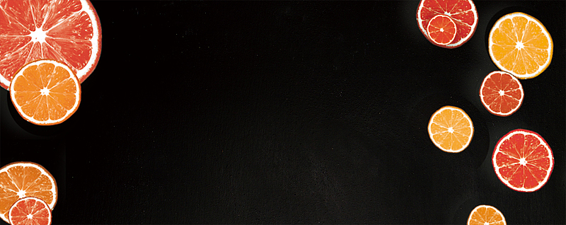 水果切片简约西柚黑色背景