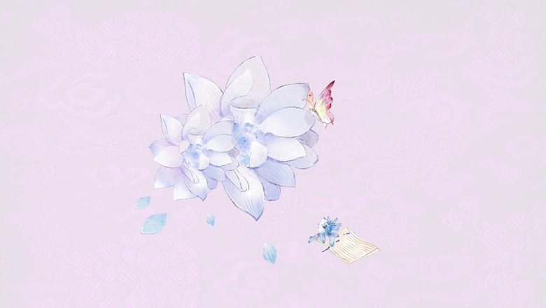 粉嫩唯美花朵蝴蝶插画背景素材