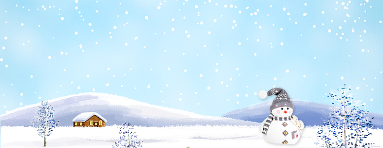 立冬雪花小清新简约蓝色banner