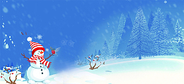 圣诞节雪娃娃清新蓝色banner
