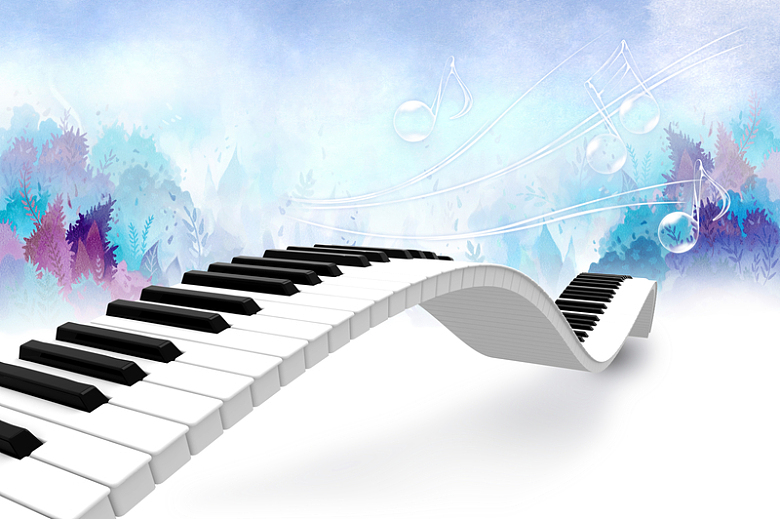 梦幻钢琴音符海报背景素材