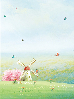 温馨小清新插画五月你好海报背景