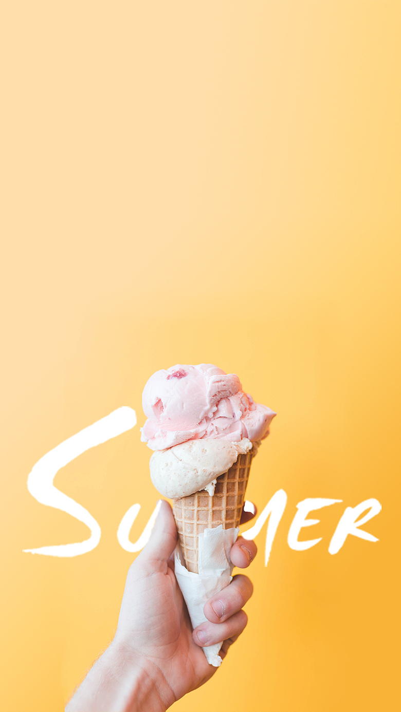 黄色夏季甜筒冰淇淋PSD分层H5背景素材