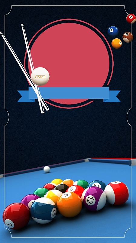 蓝色简约台球桌球psd分层h5背景素材