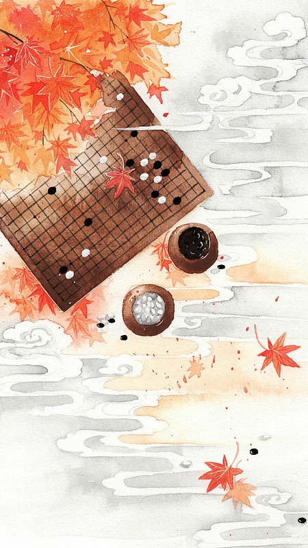 古风红叶枫叶五子棋h5背景