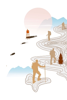 健康徒步快乐宣传海报psd分层背景