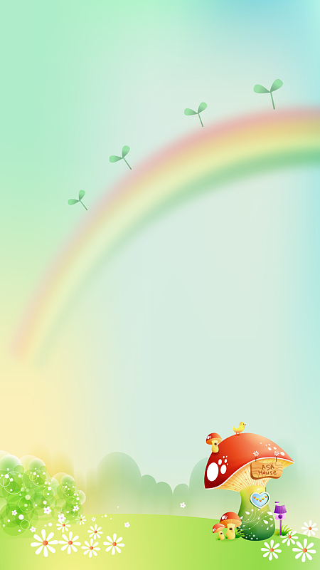 卡通童话春天彩虹h5背景