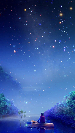 蓝色梦幻星空浪漫PSD分层H5背景素材