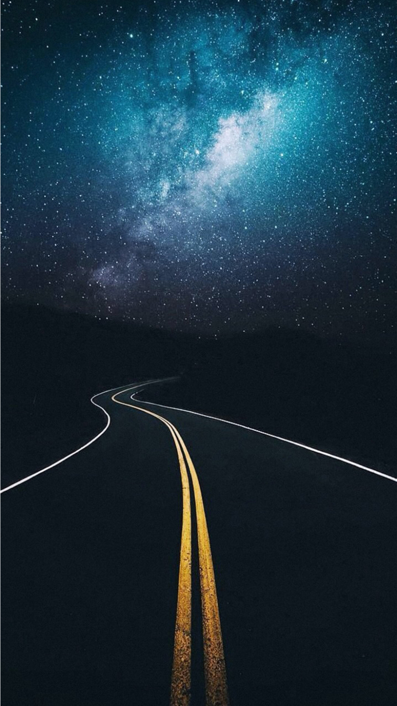 梦幻星空下道路h5素材背景