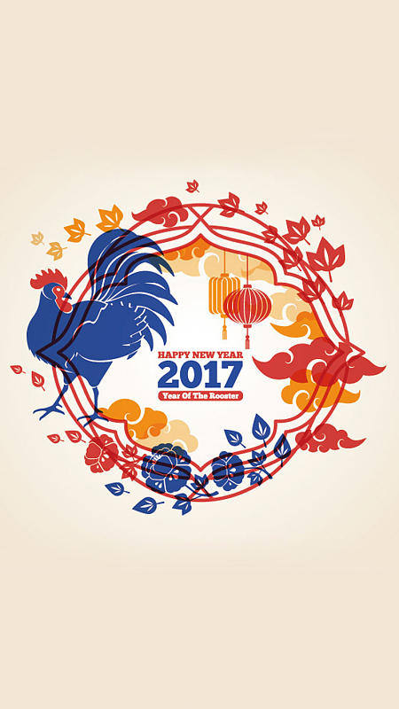 2017年简约鸡年矢量图H5背景