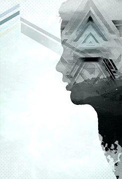 人像侧脸剪影黑白对比简约海报背景