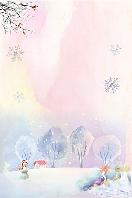 唯美雪景文艺手绘粉色banner