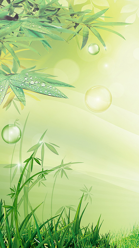 清新绿竹H5背景素材