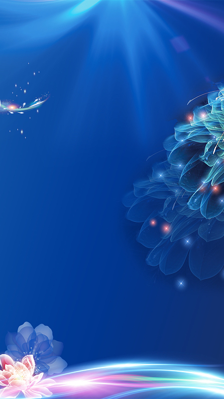 蓝色梦幻花朵h5化妆品背景psd分层下载