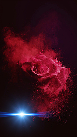 红色玫瑰烟雾背景素材