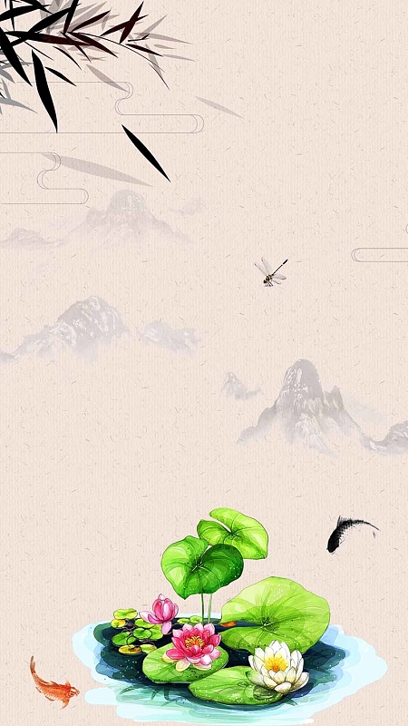 荷叶二十四节气h5背景素材