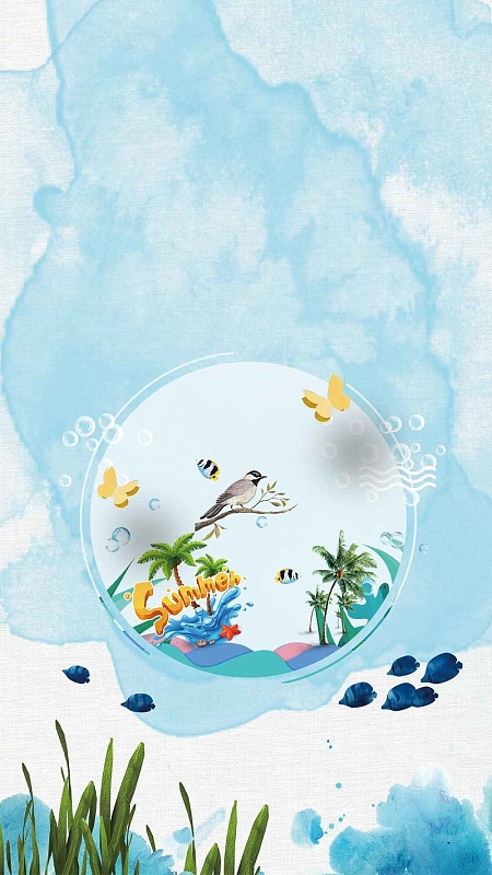 小清新鼓浪屿旅游传单H5背景素材