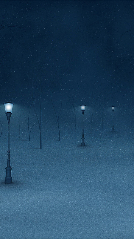 黑夜极简路灯H5背景图