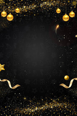 圣诞节黑金卡通文艺banner