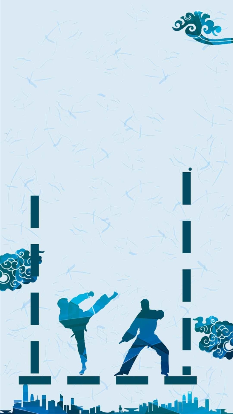 蓝色纹理跆拳道单页商业h5背景素材