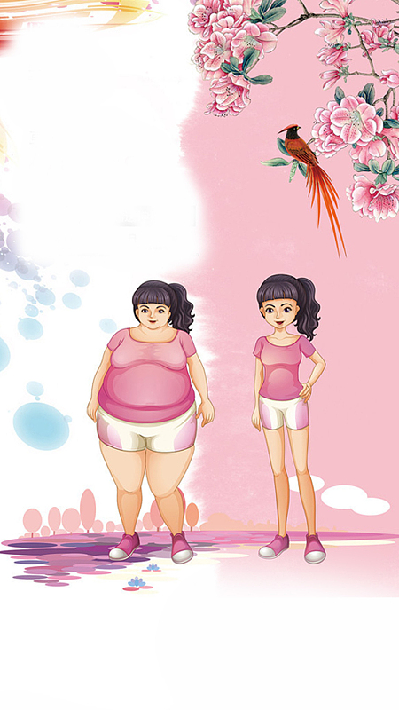 粉色小清新减肥季h5背景素材