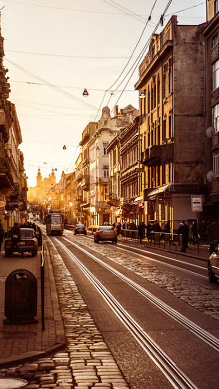 唯美城市街道h5背景