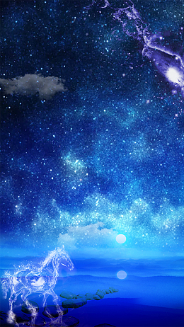 梦幻星座星空蓝色H5背景