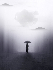 水墨下雨天雨季简约文艺海报背景