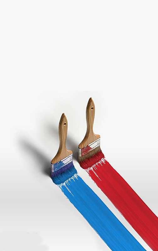 白墙上的油漆刷背景素材