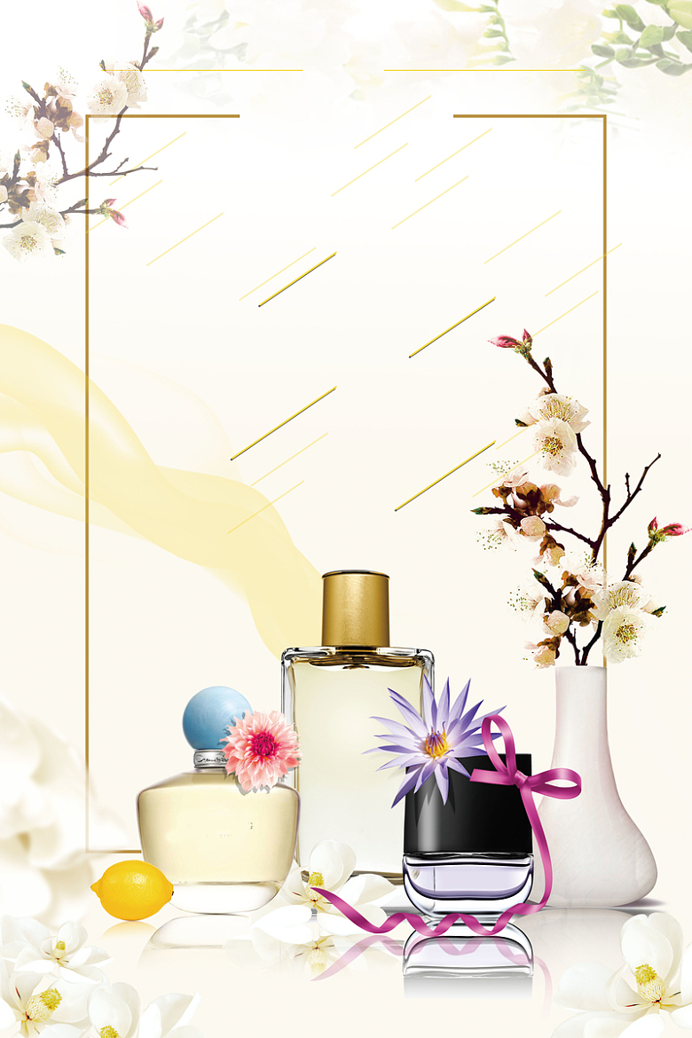 清新简约花卉香水香氛广告海报背景素材