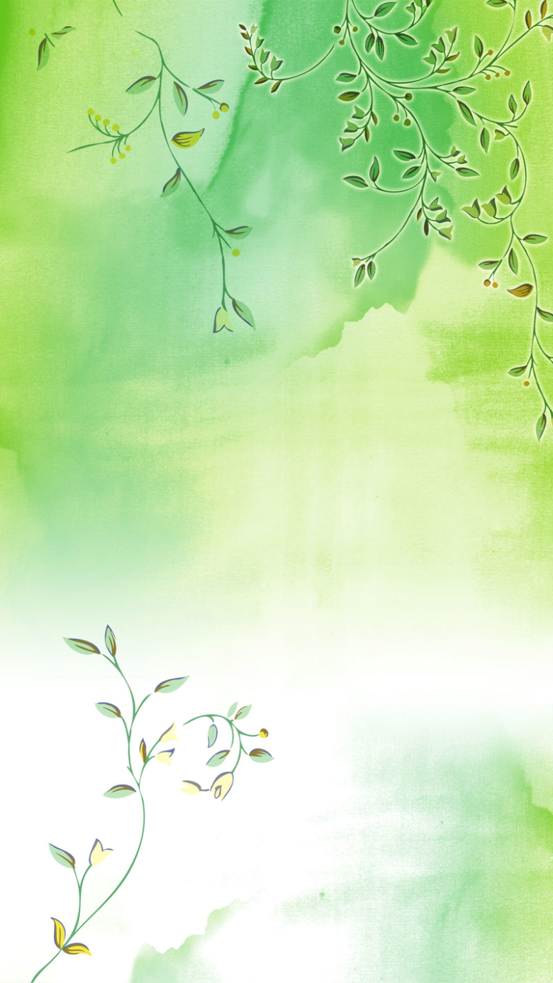 春天绿叶简约矢量h5背景素材