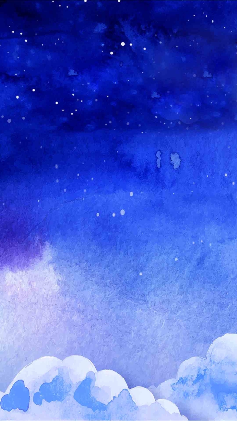 蓝色梦幻天空水彩psd分层h5背景素材