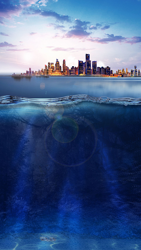 psdjpg蓝色高端大气海景别墅地产海报背景psdjpg地产高炮洋房唯美地产