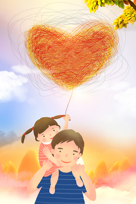 父女节文艺清新背景素材图片-父女节背景图片下载-觅元素