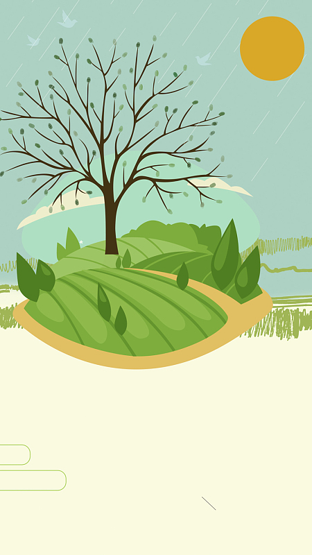 绿色扁平春季简约psd分层h5背景素材