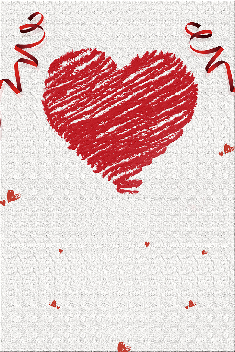 红色手绘爱心情人节海报