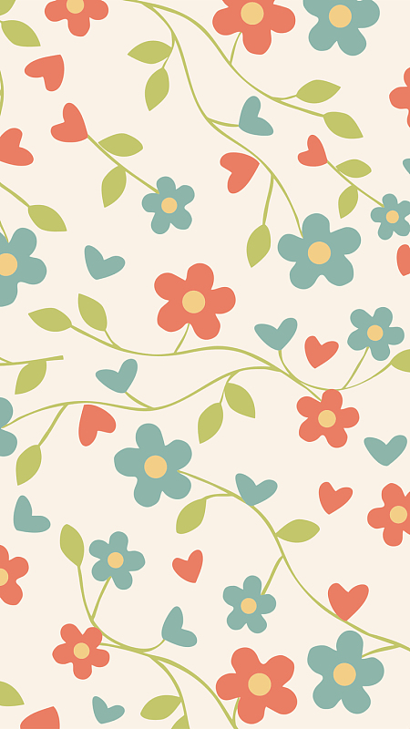 手绘卡通小花简约h5背景