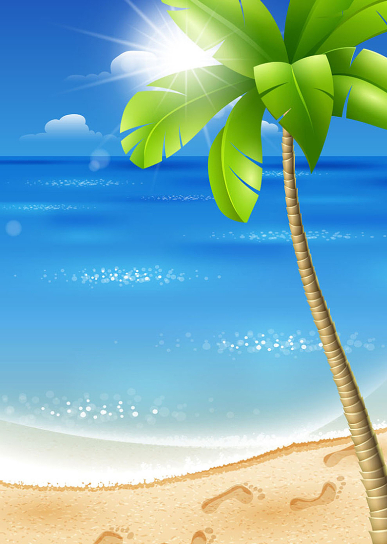 夏日风情椰树海滩背景图
