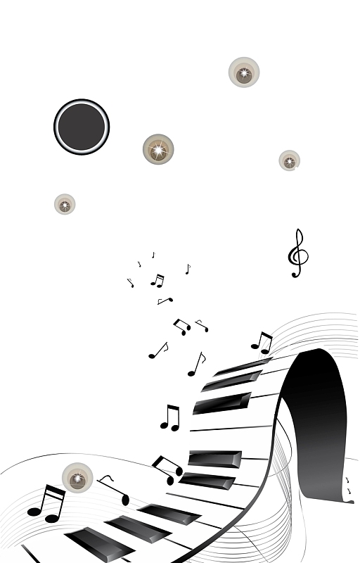 钢琴上的音符背景素材