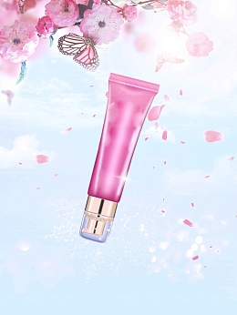 梦幻唯美清透裸妆BB化妆品海报背景模板