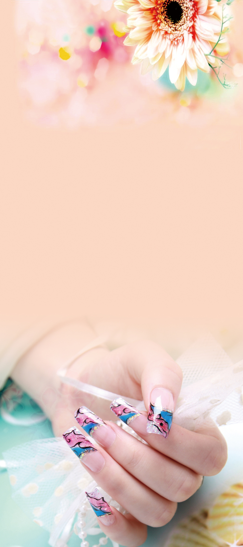 美甲活动展架背景素材