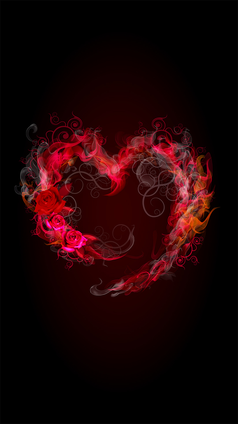 浪漫梦幻红色玫瑰心形图案H5背景素材