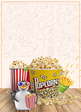 爆米花美食海报背景素材
