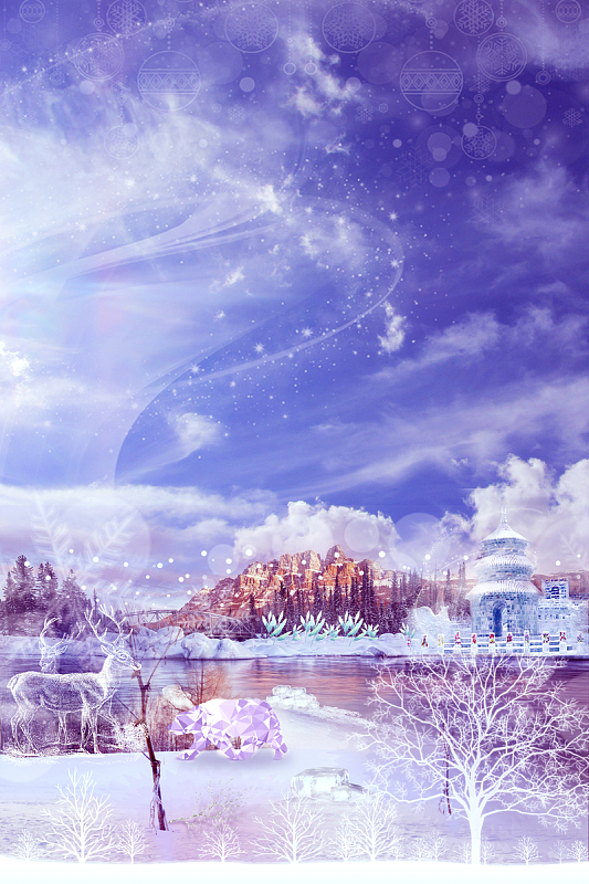 简约唯美冰雪嘉年华创意海报