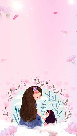 粉色文艺花瓣母亲节H5背景素材