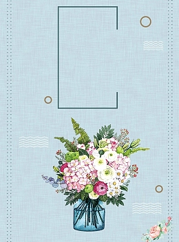 小清新花艺蓝色水彩文艺广告