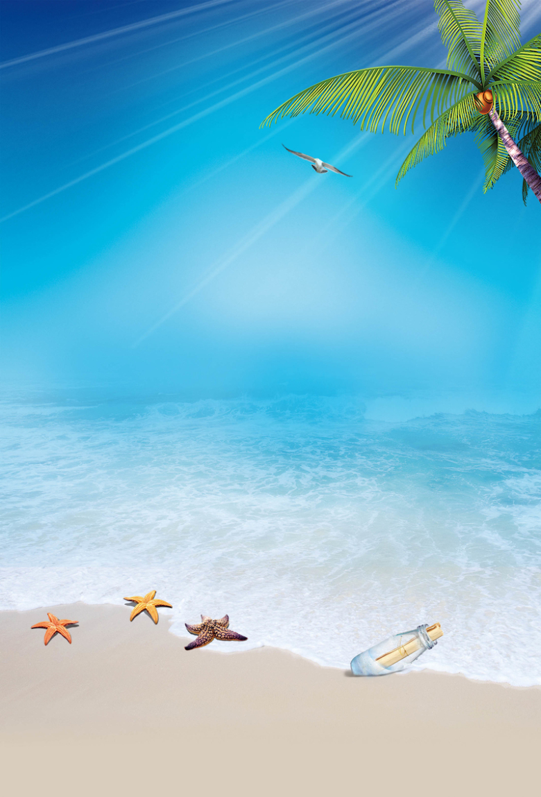 蓝色海边背景素材