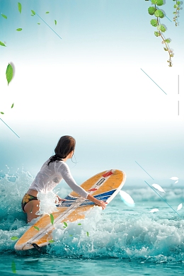 蓝色海上冲浪运动