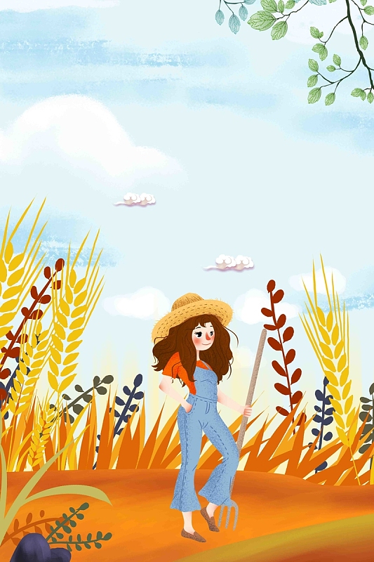 简约小清新二十四节气芒种海报